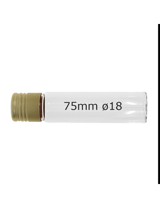 Tube verre 75 mm ø 18 Fond plat - 8ml