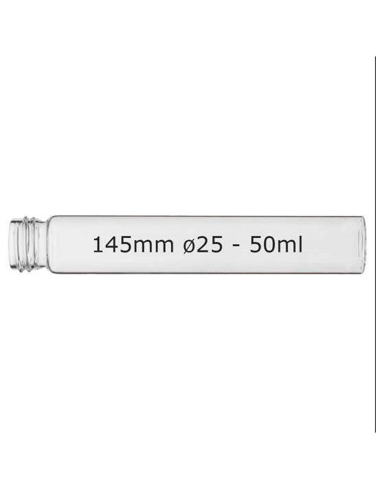 Tube verre 145 mm ø 25 Fond plat - 50ml