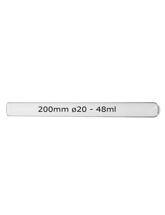 Tube verre 200 mm ø 20 Fond Rond - 48ml