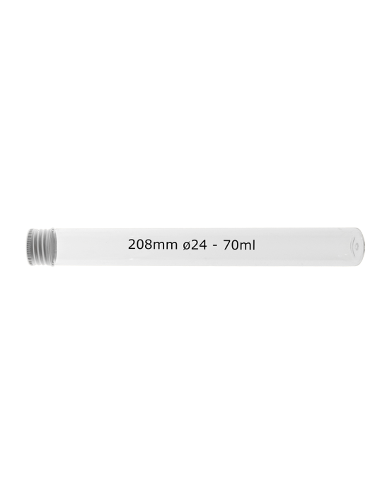 Tube verre 208 mm ø 24 Fond plat - 70ml