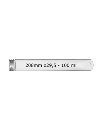 Tube verre 208 mm ø 29.5 Fond plat - 100ml.