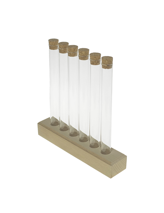 Coffret 6 tubes 180 mm liège et support